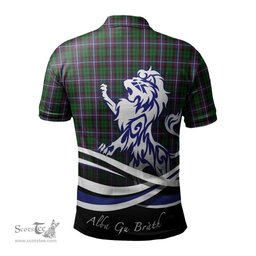 ScotsTee Shop Scottish Russell Clan Crest Tartan Polo Shirt Alba Gu Brath Regal Lion Emblem