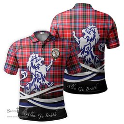 ScotsTee Shop Scottish Straiton Clan Crest Tartan Polo Shirt Alba Gu Brath Regal Lion Emblem