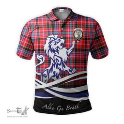 ScotsTee Shop Scottish Straiton Clan Crest Tartan Polo Shirt Alba Gu Brath Regal Lion Emblem