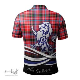 ScotsTee Shop Scottish Straiton Clan Crest Tartan Polo Shirt Alba Gu Brath Regal Lion Emblem