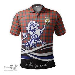 ScotsTee Shop Scottish Sinclair Ancient Clan Crest Tartan Polo Shirt Alba Gu Brath Regal Lion Emblem