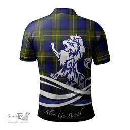 ScotsTee Shop Scottish Moore Clan Crest Tartan Polo Shirt Alba Gu Brath Regal Lion Emblem