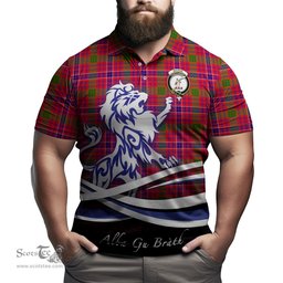 ScotsTee Shop Scottish MacRae Modern Clan Crest Tartan Polo Shirt Alba Gu Brath Regal Lion Emblem