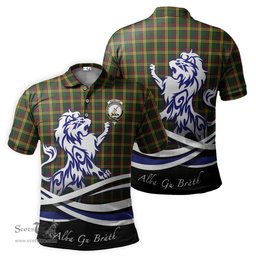 ScotsTee Shop Scottish MacMillan Ancient Clan Crest Tartan Polo Shirt Alba Gu Brath Regal Lion Emblem