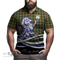 ScotsTee Shop Scottish MacMillan Ancient Clan Crest Tartan Polo Shirt Alba Gu Brath Regal Lion Emblem