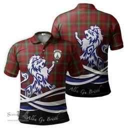ScotsTee Shop Scottish Morrison Clan Crest Tartan Polo Shirt Alba Gu Brath Regal Lion Emblem