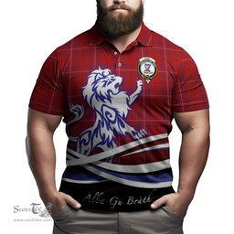 ScotsTee Shop Scottish Rose of Kilravock Clan Crest Tartan Polo Shirt Alba Gu Brath Regal Lion Emblem