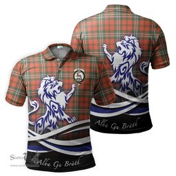 ScotsTee Shop Scottish Scott Ancient Clan Crest Tartan Polo Shirt Alba Gu Brath Regal Lion Emblem