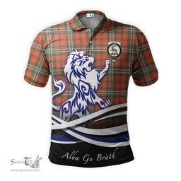 ScotsTee Shop Scottish Scott Ancient Clan Crest Tartan Polo Shirt Alba Gu Brath Regal Lion Emblem