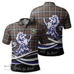 ScotsTee Shop Scottish MacLaren Weathered Clan Crest Tartan Polo Shirt Alba Gu Brath Regal Lion Emblem