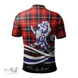 ScotsTee Shop Scottish Majoribanks Clan Crest Tartan Polo Shirt Alba Gu Brath Regal Lion Emblem