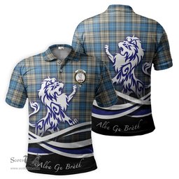 ScotsTee Shop Scottish Napier Ancient Clan Crest Tartan Polo Shirt Alba Gu Brath Regal Lion Emblem