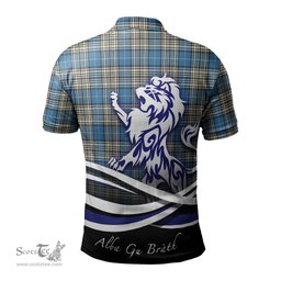 ScotsTee Shop Scottish Napier Ancient Clan Crest Tartan Polo Shirt Alba Gu Brath Regal Lion Emblem