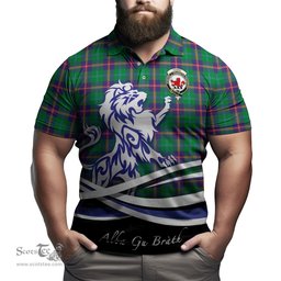 ScotsTee Shop Scottish Young Modern Clan Crest Tartan Polo Shirt Alba Gu Brath Regal Lion Emblem