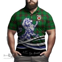 ScotsTee Shop Scottish Primrose Clan Crest Tartan Polo Shirt Alba Gu Brath Regal Lion Emblem