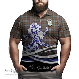 ScotsTee Shop Scottish Murray of Atholl Weathered Clan Crest Tartan Polo Shirt Alba Gu Brath Regal Lion Emblem