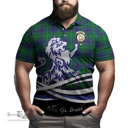 ScotsTee Shop Scottish Oliphant Clan Crest Tartan Polo Shirt Alba Gu Brath Regal Lion Emblem