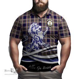 ScotsTee Shop Scottish Stewart Navy Clan Crest Tartan Polo Shirt Alba Gu Brath Regal Lion Emblem