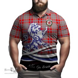 ScotsTee Shop Scottish Moubray Clan Crest Tartan Polo Shirt Alba Gu Brath Regal Lion Emblem