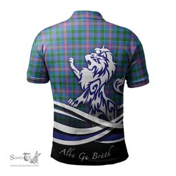 ScotsTee Shop Scottish Ralston Clan Crest Tartan Polo Shirt Alba Gu Brath Regal Lion Emblem