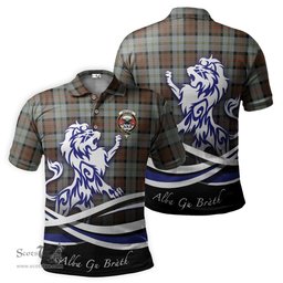 ScotsTee Shop Scottish MacLeod of Harris Weathered Clan Crest Tartan Polo Shirt Alba Gu Brath Regal Lion Emblem
