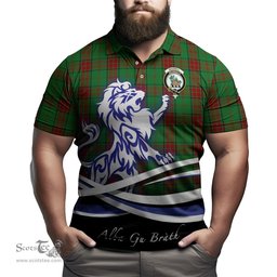 ScotsTee Shop Scottish Maxwell Hunting Clan Crest Tartan Polo Shirt Alba Gu Brath Regal Lion Emblem