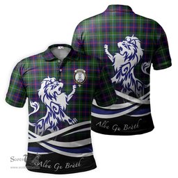 ScotsTee Shop Scottish Malcolm Clan Crest Tartan Polo Shirt Alba Gu Brath Regal Lion Emblem