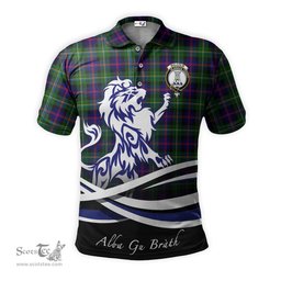 ScotsTee Shop Scottish Malcolm Clan Crest Tartan Polo Shirt Alba Gu Brath Regal Lion Emblem