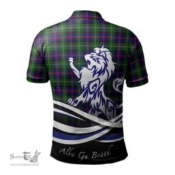ScotsTee Shop Scottish Malcolm Clan Crest Tartan Polo Shirt Alba Gu Brath Regal Lion Emblem