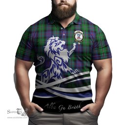ScotsTee Shop Scottish Rose Hunting Clan Crest Tartan Polo Shirt Alba Gu Brath Regal Lion Emblem
