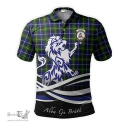 ScotsTee Shop Scottish MacNeil of Barra Modern Clan Crest Tartan Polo Shirt Alba Gu Brath Regal Lion Emblem