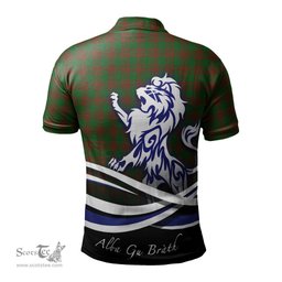 ScotsTee Shop Scottish Menzies Clan Crest Tartan Polo Shirt Alba Gu Brath Regal Lion Emblem