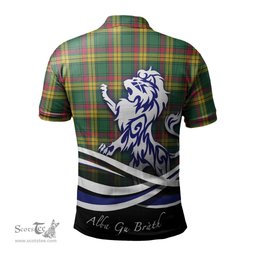 ScotsTee Shop Scottish MacMillan Old Ancient Clan Crest Tartan Polo Shirt Alba Gu Brath Regal Lion Emblem