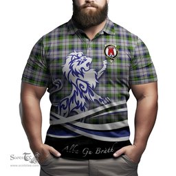 ScotsTee Shop Scottish MacNaughton Dress Clan Crest Tartan Polo Shirt Alba Gu Brath Regal Lion Emblem