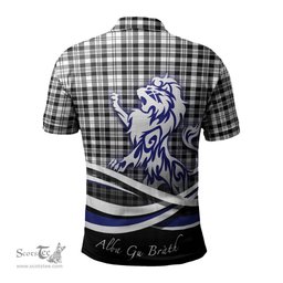 ScotsTee Shop Scottish Scott Black White Clan Crest Tartan Polo Shirt Alba Gu Brath Regal Lion Emblem