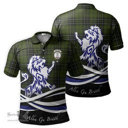 ScotsTee Shop Scottish MacLean Hunting Clan Crest Tartan Polo Shirt Alba Gu Brath Regal Lion Emblem