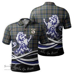 ScotsTee Shop Scottish Scott Green Modern Clan Crest Tartan Polo Shirt Alba Gu Brath Regal Lion Emblem