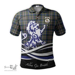 ScotsTee Shop Scottish Scott Green Modern Clan Crest Tartan Polo Shirt Alba Gu Brath Regal Lion Emblem