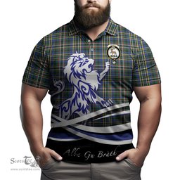 ScotsTee Shop Scottish Scott Green Modern Clan Crest Tartan Polo Shirt Alba Gu Brath Regal Lion Emblem