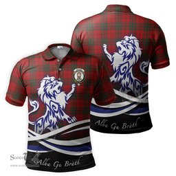 ScotsTee Shop Scottish MacNab Clan Crest Tartan Polo Shirt Alba Gu Brath Regal Lion Emblem