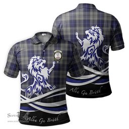 ScotsTee Shop Scottish Napier Clan Crest Tartan Polo Shirt Alba Gu Brath Regal Lion Emblem