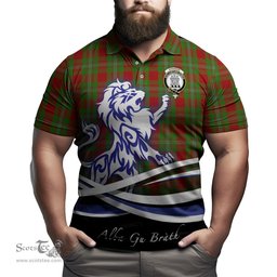 ScotsTee Shop Scottish Strange Clan Crest Tartan Polo Shirt Alba Gu Brath Regal Lion Emblem