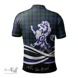 ScotsTee Shop Scottish MacPhail Hunting Clan Crest Tartan Polo Shirt Alba Gu Brath Regal Lion Emblem