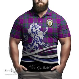 ScotsTee Shop Scottish Wardlaw Modern Clan Crest Tartan Polo Shirt Alba Gu Brath Regal Lion Emblem