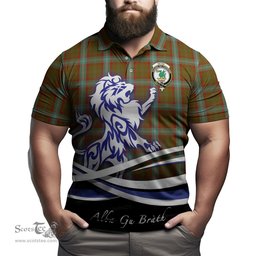 ScotsTee Shop Scottish Seton Hunting Clan Crest Tartan Polo Shirt Alba Gu Brath Regal Lion Emblem