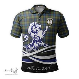 ScotsTee Shop Scottish MacLellan Ancient Clan Crest Tartan Polo Shirt Alba Gu Brath Regal Lion Emblem