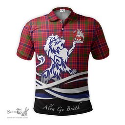 ScotsTee Shop Scottish MacRow Clan Crest Tartan Polo Shirt Alba Gu Brath Regal Lion Emblem