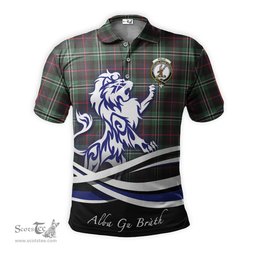 ScotsTee Shop Scottish Rollo Hunting Clan Crest Tartan Polo Shirt Alba Gu Brath Regal Lion Emblem