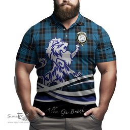 ScotsTee Shop Scottish Ramsay Blue Hunting Clan Crest Tartan Polo Shirt Alba Gu Brath Regal Lion Emblem