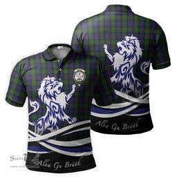 ScotsTee Shop Scottish Murray of Atholl Clan Crest Tartan Polo Shirt Alba Gu Brath Regal Lion Emblem